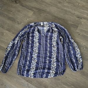 Floral Striped Long Sleeve Top